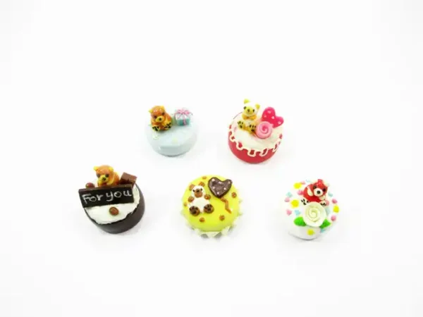 Dollhouse Miniature Food 1.5 cm 5 Mixed Tiny Bear Color Cake Dolls Bakery 15734 - Image 5