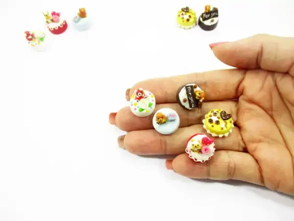 Dollhouse Miniature Food 1.5 cm 5 Mixed Tiny Bear Color Cake Dolls Bakery 15734 - Image 7