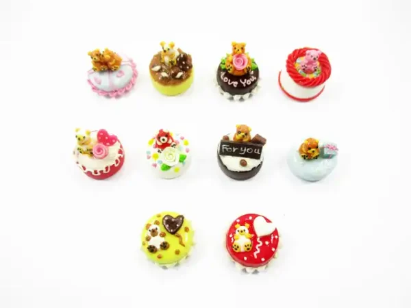 Dollhouse Miniature Food 1.5 cm 10 Mixed Tiny Bear Color Cake Dolls Bakery 15736 - Image 2