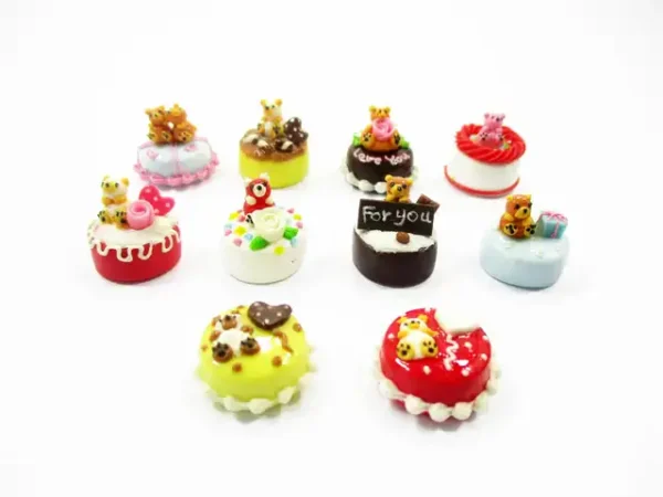 Dollhouse Miniature Food 1.5 cm 10 Mixed Tiny Bear Color Cake Dolls Bakery 15736 - Image 3