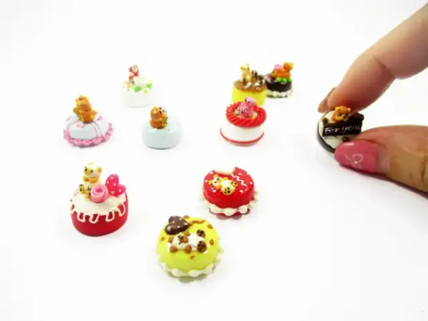 Dollhouse Miniature Food 1.5 cm 10 Mixed Tiny Bear Color Cake Dolls Bakery 15736 - Image 7