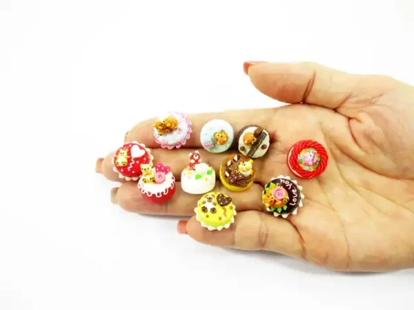 Dollhouse Miniature Food 1.5 cm 10 Mixed Tiny Bear Color Cake Dolls Bakery 15736 - Image 8
