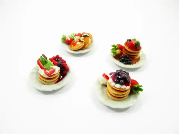 Dollhouse Miniature Food 4 Ceramic Plate Dessert Bakery Fruit Pancake 15940 - Image 5