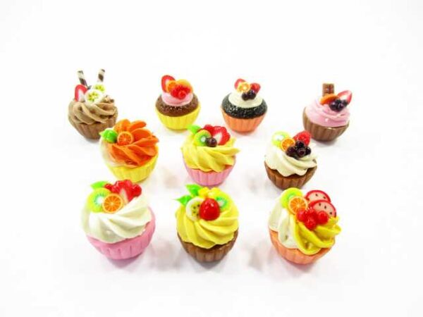Dollhouse Miniature Food 10 Mixed Fruit Tart Cupcake 1:6 Bakery Dessert 16004