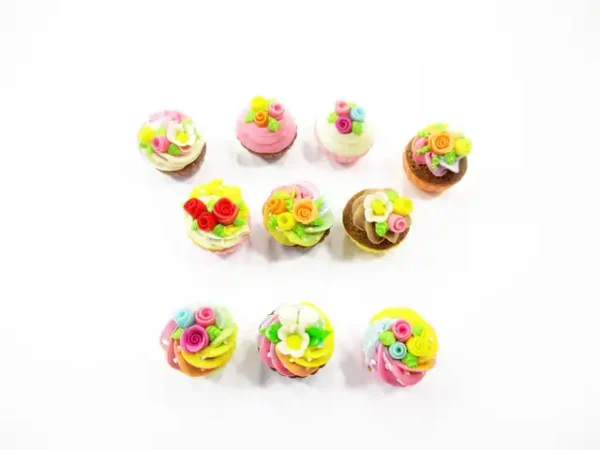 Dollhouse Miniature Food 10 Mixed Tart Rose Cupcake 1:6 Sweet Bakery 16005 - Image 2