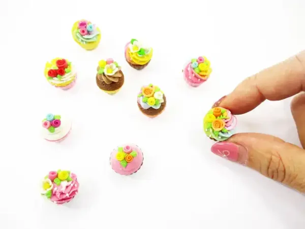 Dollhouse Miniature Food 10 Mixed Tart Rose Cupcake 1:6 Sweet Bakery 16005 - Image 7