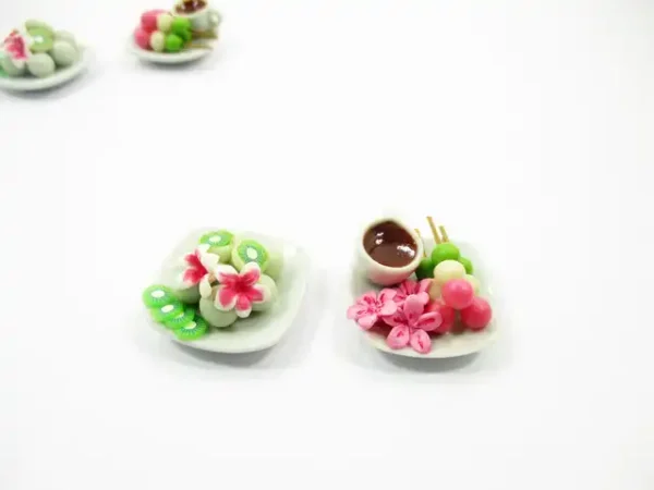 Dollhouse Miniature Food 2 Japanese Dessert Sweets Ceramic Plate 16177 - Image 5