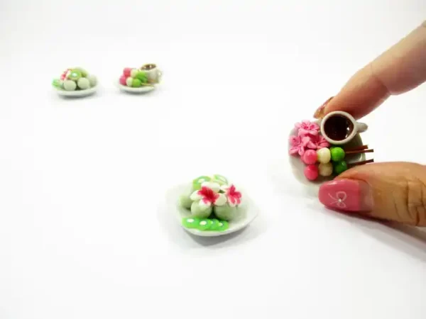 Dollhouse Miniature Food 2 Japanese Dessert Sweets Ceramic Plate 16177 - Image 6