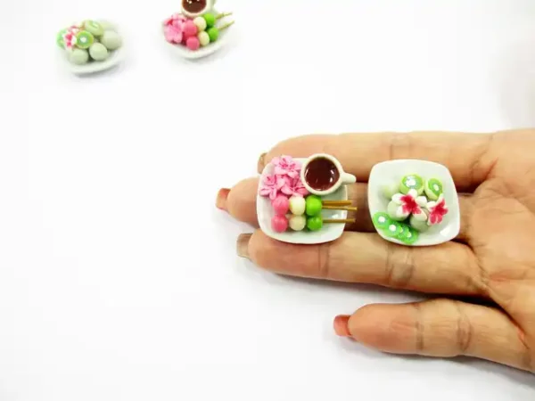 Dollhouse Miniature Food 2 Japanese Dessert Sweets Ceramic Plate 16177 - Image 7