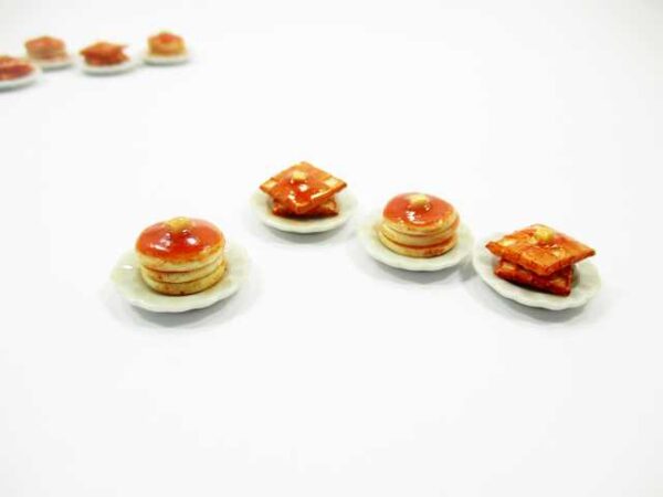 Dollhouse Miniature Food 4 Waffle & Pancake with Syrup Dessert Bakery 16671