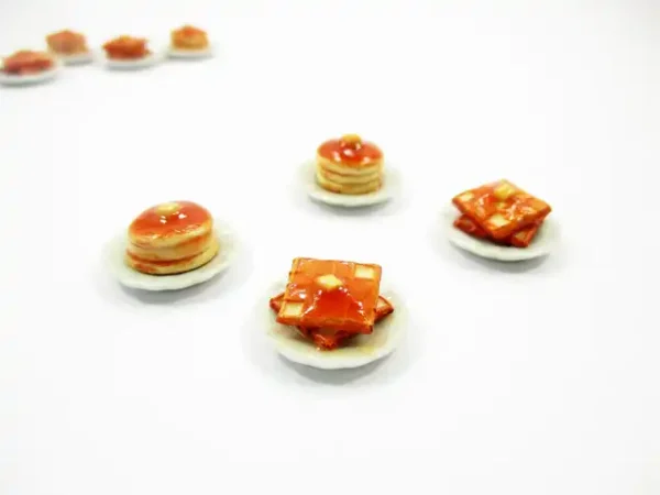 Dollhouse Miniature Food 4 Waffle & Pancake with Syrup Dessert Bakery 16671 - Image 3