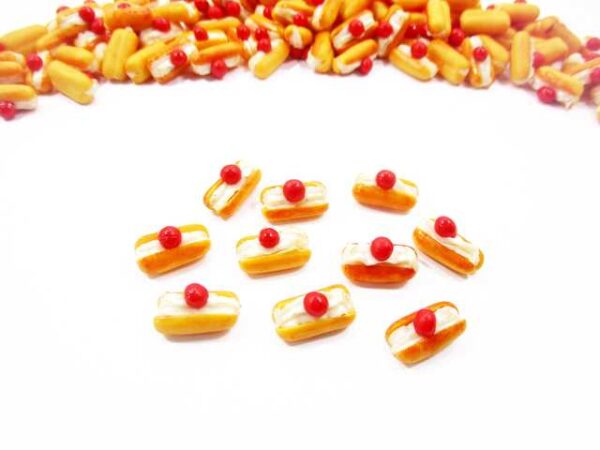 Cream Eclair Bakery Dollhouse Miniatures Food Supply Charms