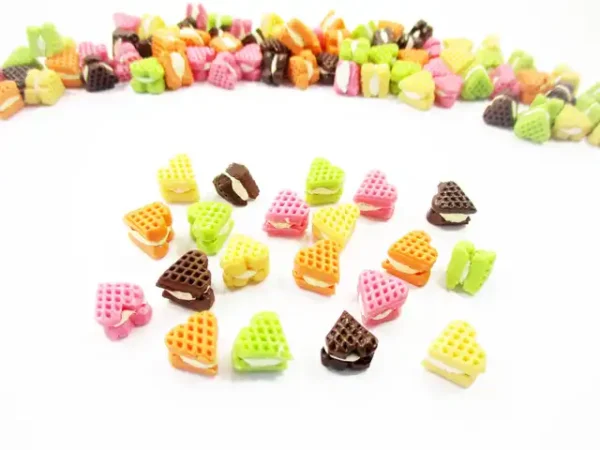 Dollhouse Miniature Food Lot Mixed Color Heart Waffle Cookies Art Deco - Image 2