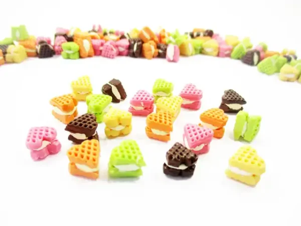 Dollhouse Miniature Food Lot Mixed Color Heart Waffle Cookies Art Deco - Image 4