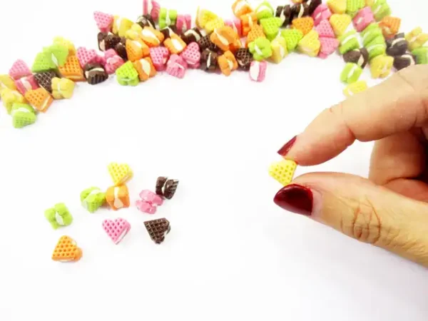 Dollhouse Miniature Food Lot Mixed Color Heart Waffle Cookies Art Deco - Image 5