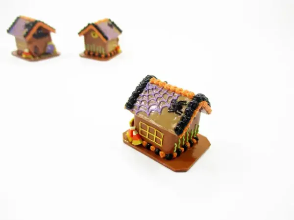 Dollhouse Miniature Halloween Gingerbread House Spider Web Holiday 15442 - Image 2