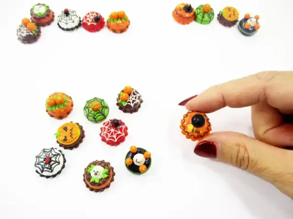 Dollhouse Miniature Food 9 Mini Halloween Mixed Cake 1.5 cm Bakery Supply 15452 - Image 6