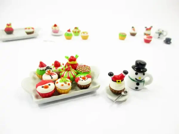 Dollhouse Miniature Food Christmas Cup Cake Snowman Holiday Dollhouse Food 15486 - Image 3