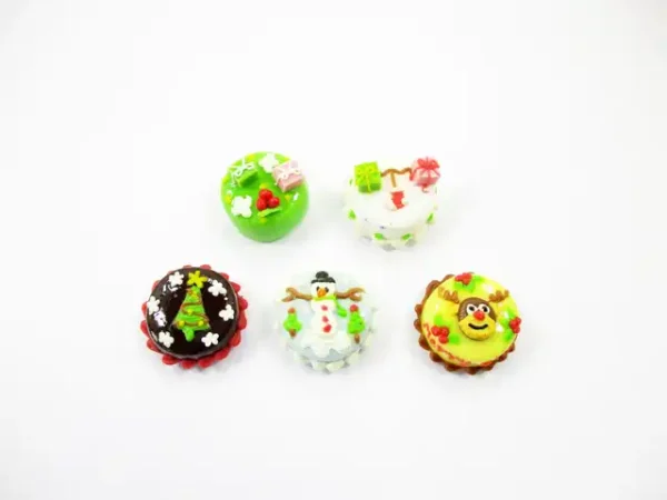 Dollhouse Miniature Food 5 Mini Christmas Cake 1.5 cm Seasonal Holiday 15488 - Image 2