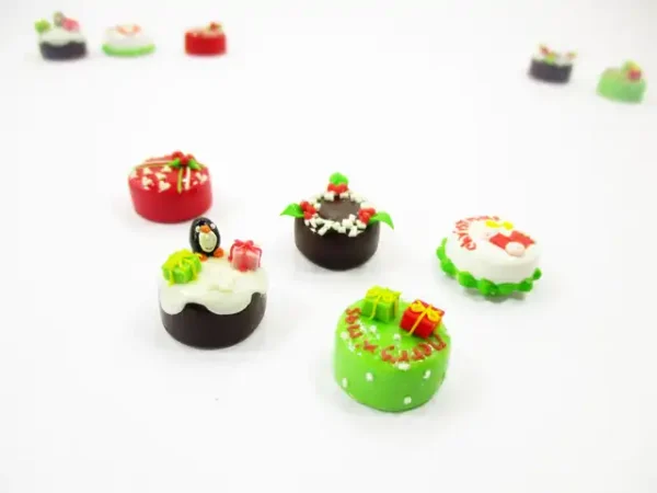 Dollhouse Miniature Food 10 Mini Christmas Cake 1.5 cm Seasonal Holiday 15489 - Image 4