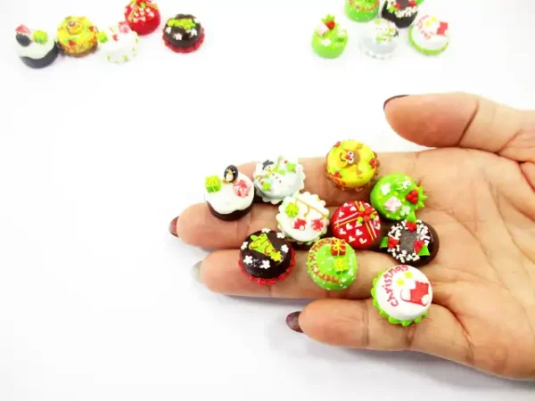 Dollhouse Miniature Food 10 Mini Christmas Cake 1.5 cm Seasonal Holiday 15489 - Image 8