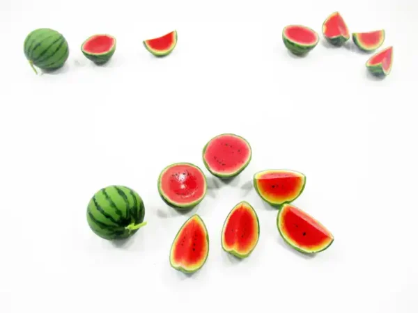 1:6 Dollhouse Miniature Food Lot 7 Half Slice Mixed Watermelon Loose Fruit 15900 - Image 2