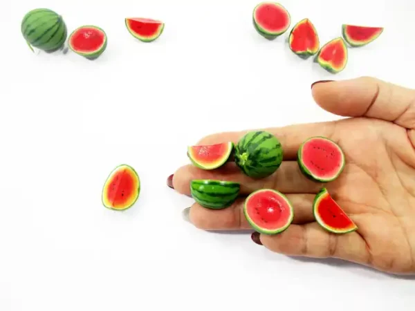 1:6 Dollhouse Miniature Food Lot 7 Half Slice Mixed Watermelon Loose Fruit 15900 - Image 7