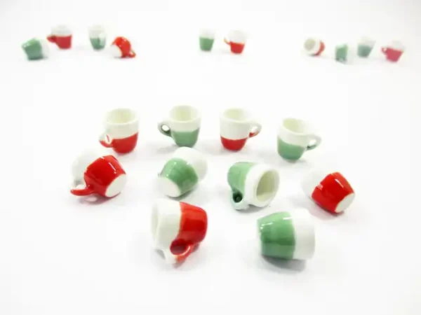 10 Mixed Ceramic Mug Cups Dollhouse Miniature Christmas Kitchenwares 16001 - Image 3