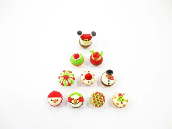 Dollhouse Miniature Food Christmas Seasonal Mixed 10 Cupcake Bakery Supply 16002 - Image 3