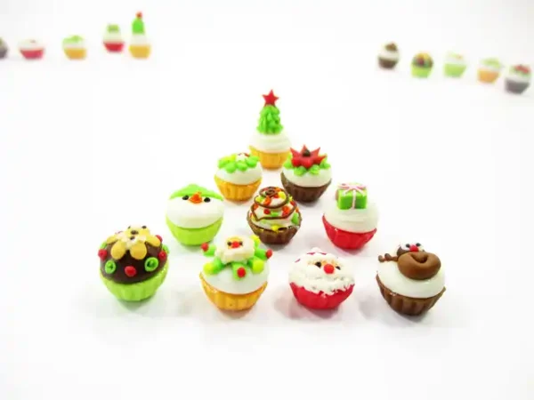Dollhouse Miniature Food Christmas Seasonal Mixed 10 Cupcake Bakery Supply 16003 - Image 2