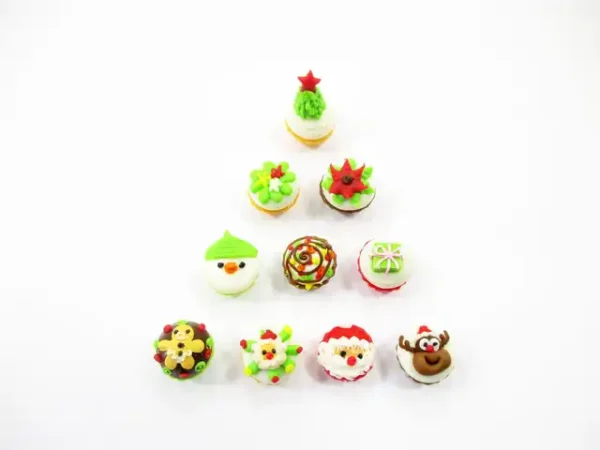 Dollhouse Miniature Food Christmas Seasonal Mixed 10 Cupcake Bakery Supply 16003 - Image 3