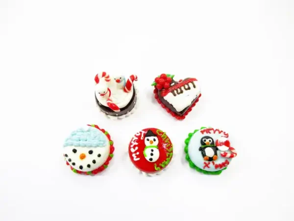 Dollhouse Miniature Food 5 Mini Christmas Cake 1.5 cm Seasonal Bakery 16105 - Image 2