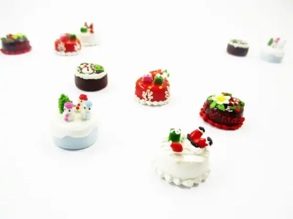 Dollhouse Miniature Food 5 Mini Christmas Cake 1.5 cm Seasonal Holiday 16112 - Image 4