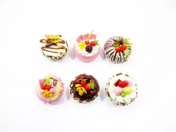 Dollhouse miniature Food 6 Mixed Fruit Flower Cake 1.8 cm Mini Tiny Bakery 16241 - Image 2