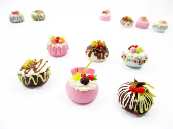 Dollhouse miniature Food 6 Mixed Fruit Flower Cake 1.8 cm Mini Tiny Bakery 16241 - Image 4