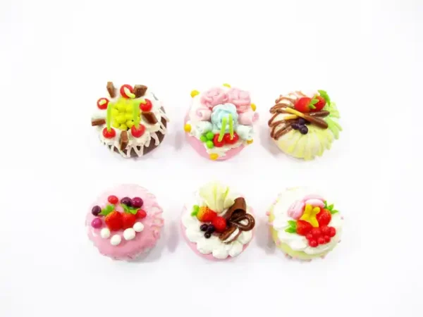 Dollhouse miniature Food 6 Mixed Fruit Flower Cake 1.8 cm Mini Tiny Bakery 16243 - Image 2