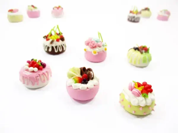 Dollhouse miniature Food 6 Mixed Fruit Flower Cake 1.8 cm Mini Tiny Bakery 16243 - Image 3