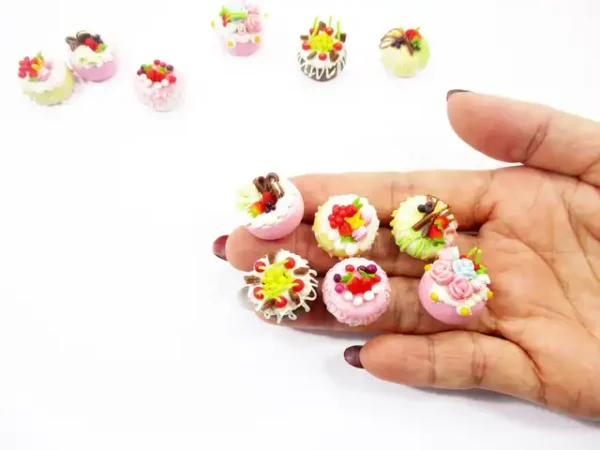 Dollhouse miniature Food 6 Mixed Fruit Flower Cake 1.8 cm Mini Tiny Bakery 16243 - Image 6