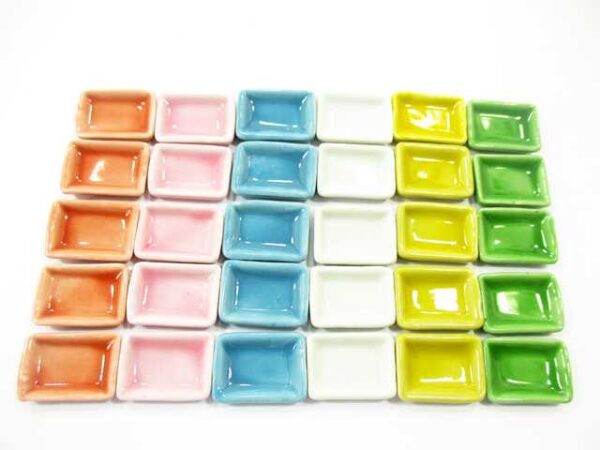 Mini Rectangle Plate Dish Doll House Miniature Kitchen Supply Ceramic 2cm