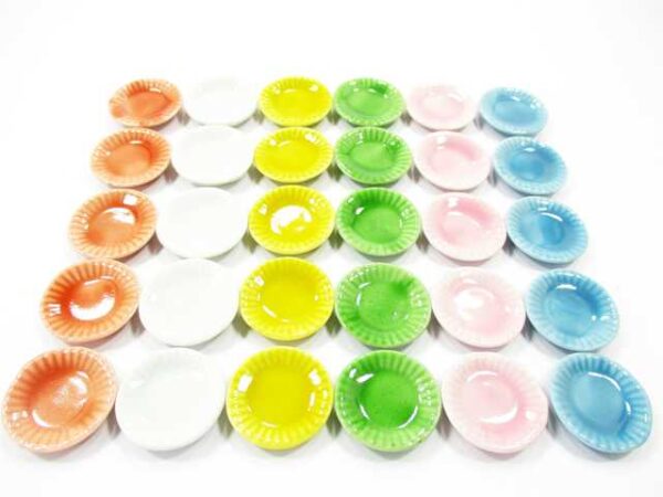 Dollhouse Miniature Kitchen Ceramic 22mm Color Mini Round Plate Dish