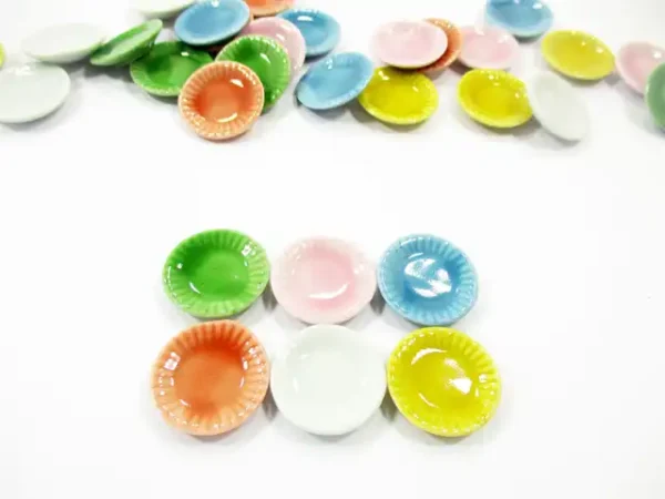 Dollhouse Miniature Kitchen Ceramic 22mm Color Mini Round Plate Dish - Image 2