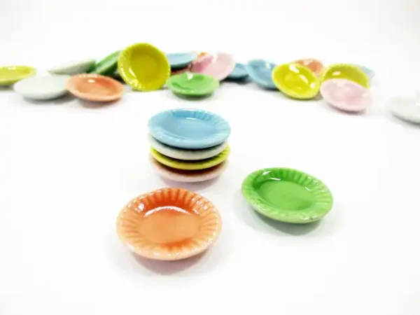 Dollhouse Miniature Kitchen Ceramic 22mm Color Mini Round Plate Dish - Image 3