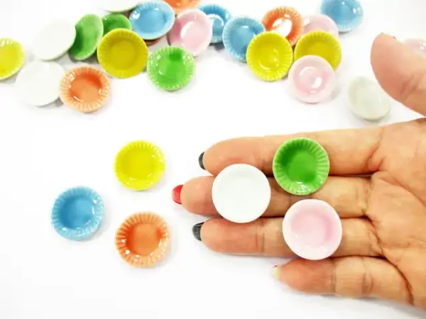 Dollhouse Miniature Kitchen Ceramic 22mm Color Mini Round Plate Dish - Image 5