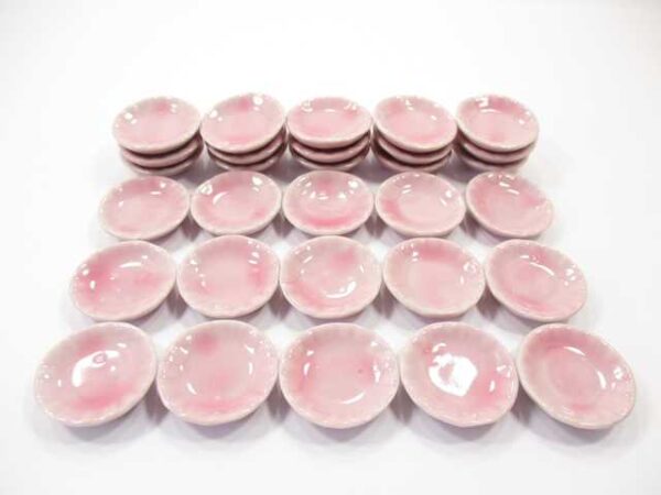 Dollhouse Miniatures Ceramic Kitchen Pink Mini Round Plate Dish 2.5cm