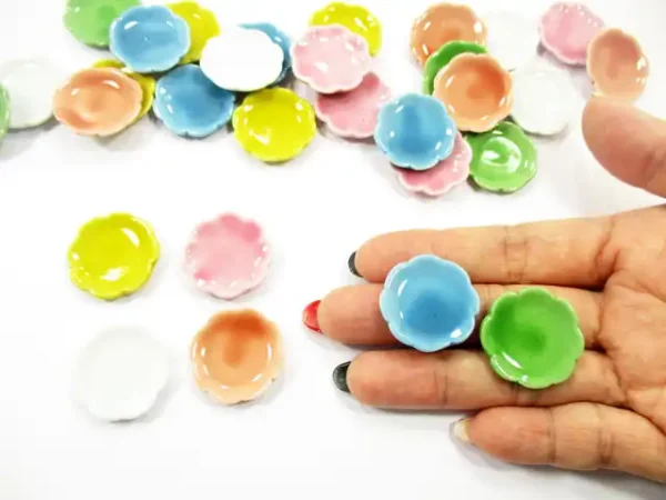 Mixed Color Scallop Plate Mini Dish Dollhouse Miniature Ceramic 2.5cm - Image 5