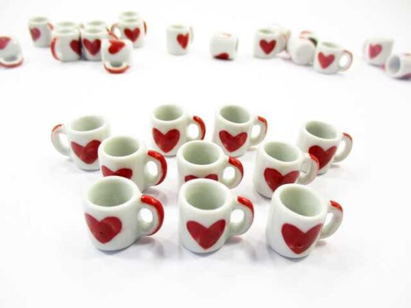 1:6 Dollhouse Miniature Ceramic NEW HEART PAINT Coffee Tea Cup Mug #L Supply