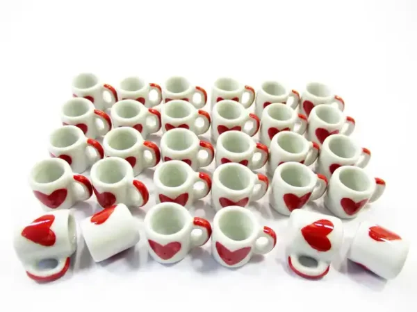 1:6 Dollhouse Miniature Ceramic NEW HEART PAINT Coffee Tea Cup Mug #L Supply - Image 2
