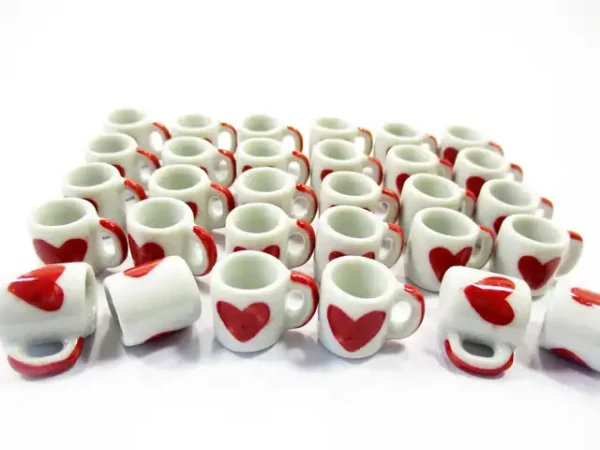 1:6 Dollhouse Miniature Ceramic NEW HEART PAINT Coffee Tea Cup Mug #L Supply - Image 3