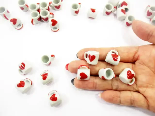1:6 Dollhouse Miniature Ceramic NEW HEART PAINT Coffee Tea Cup Mug #L Supply - Image 5