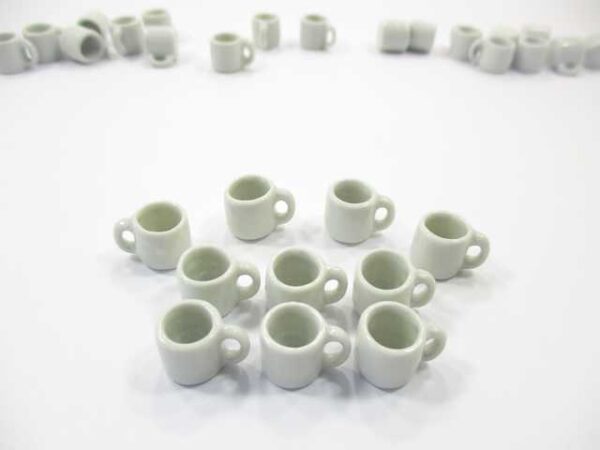 Set White Coffee Mug Tea Cup Dollhouse Miniature Deco Supply Ceramic #S